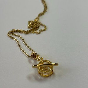 Gold 1.5 ct Zircon Round Cut Floater Pendant Necklace